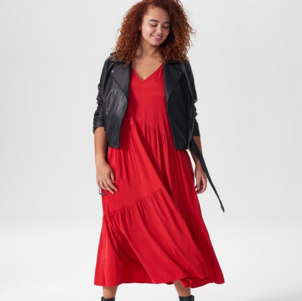 Universal Standard, Cupro Maxi  Dress, Red, M (size 18-20)